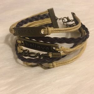 Multilayered Leather Charm Bracelet